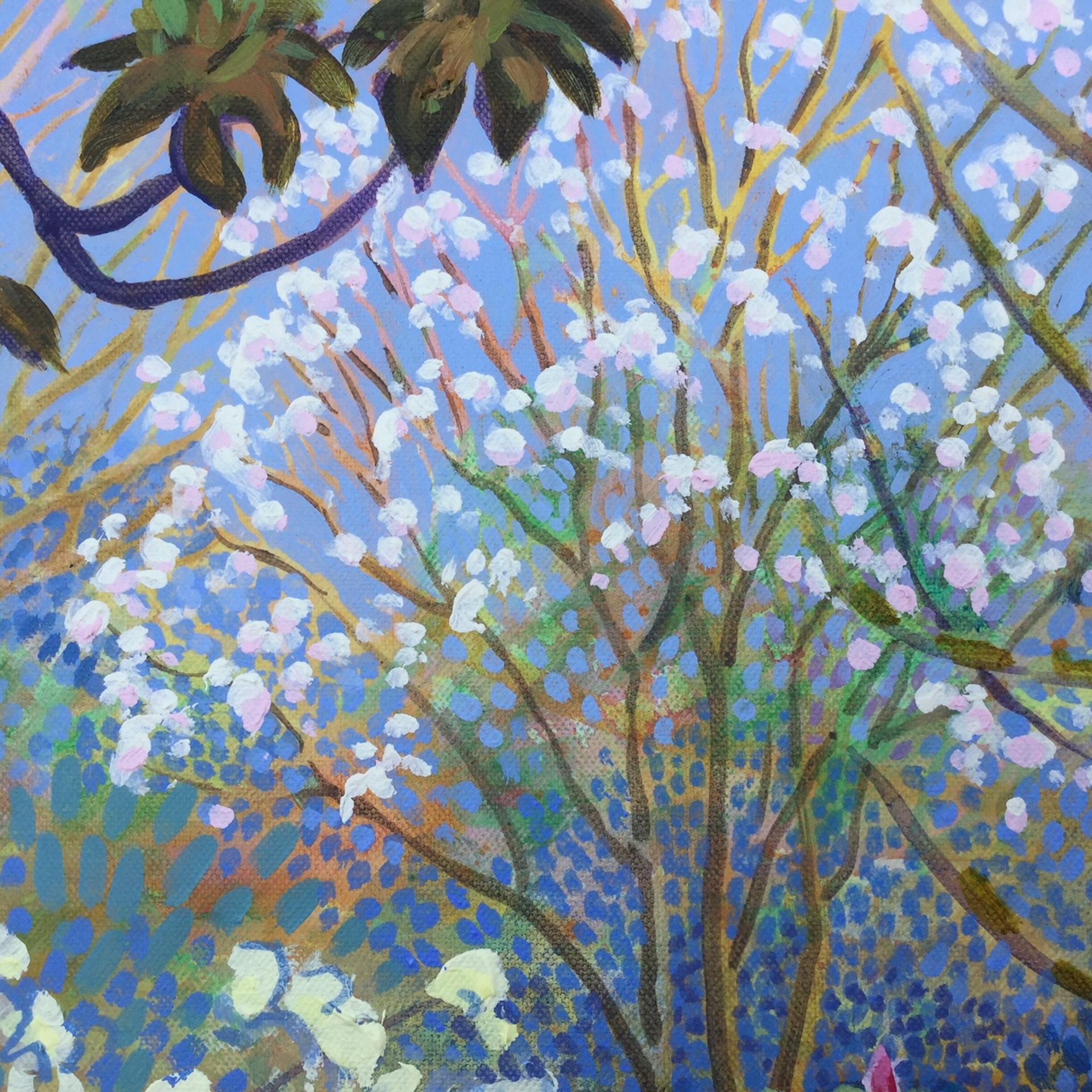 Rosemary Farrer, Flowering Trees, Original Landscape Painting, Affordable Art For Sale 2