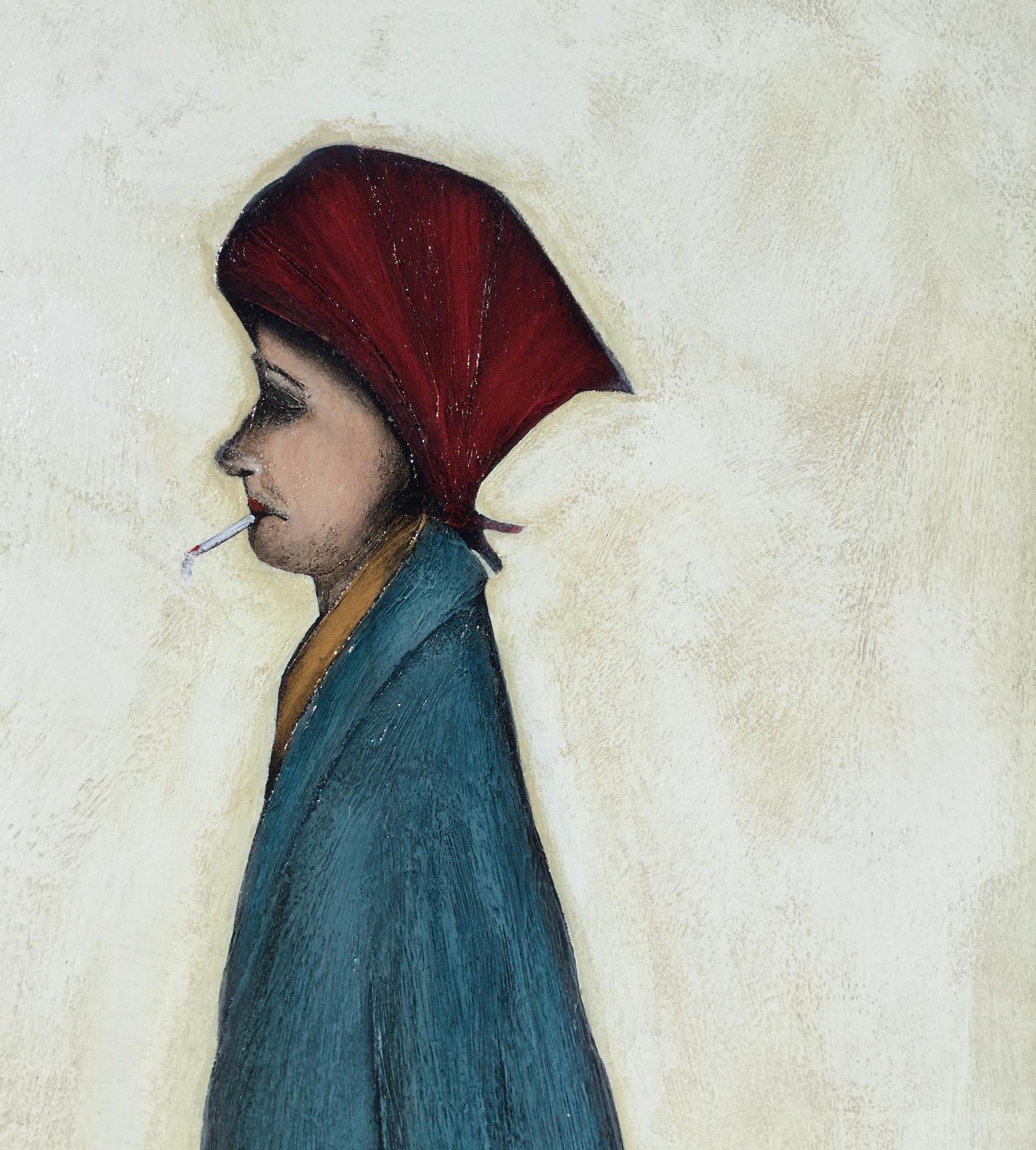 Sean Durkin, Commuter, Figurative Portrait, Contemporary Lowry - esque Painting 1