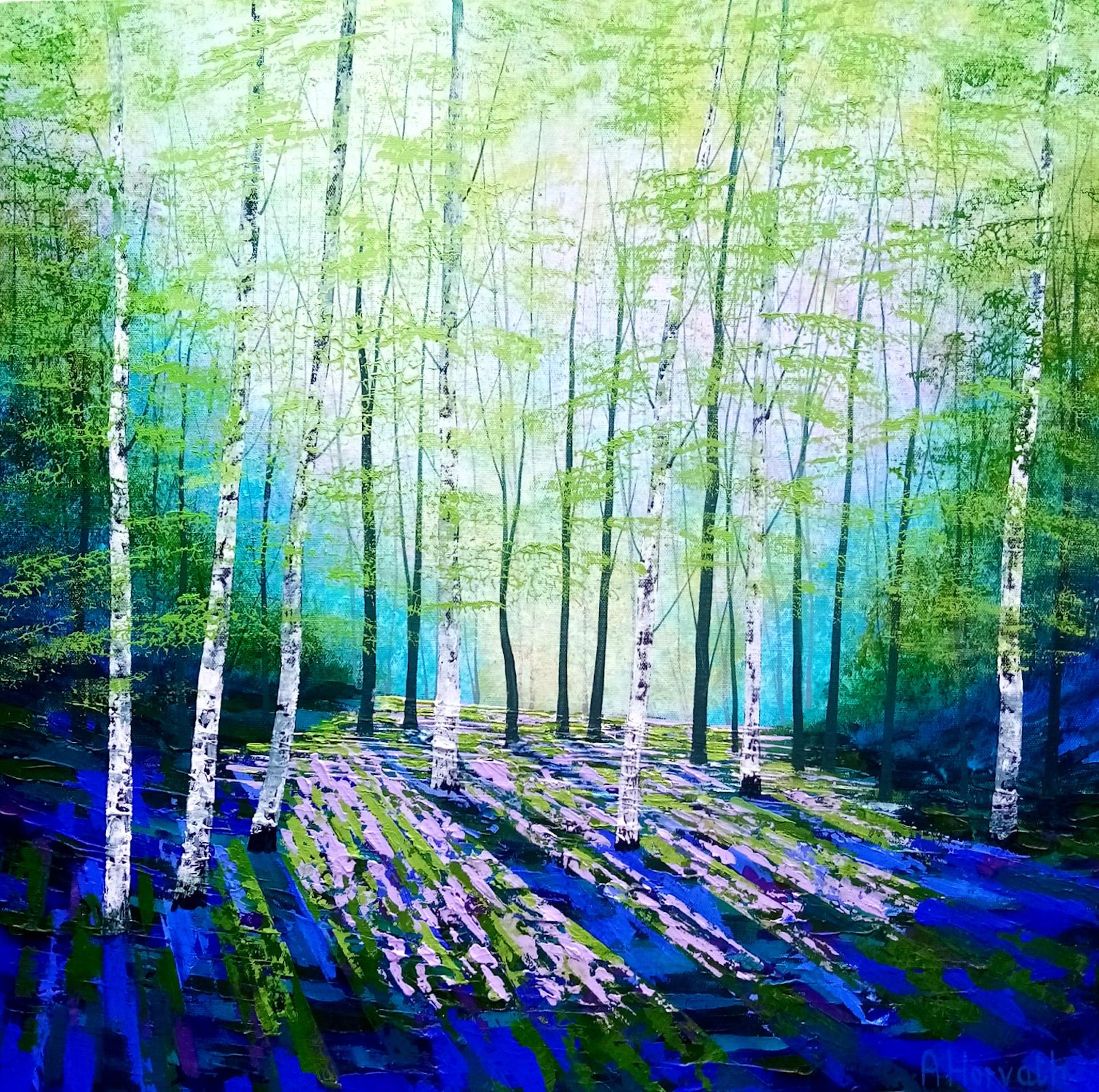 Amanda Horvath, Secret Spring Original Bright Landscape Painting, Affordable Art