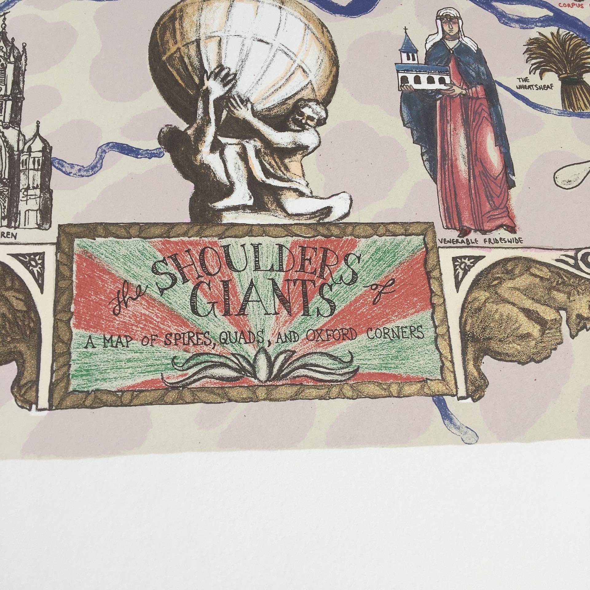 Mychael Barratt, Sulle spalle dei giganti, Mappa illustrativa luminosa di Oxford in vendita 4