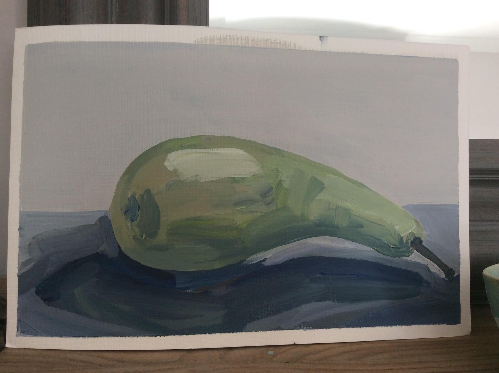 Sarah Adams, One Conference Pear, Original Still Life Painting, Food Art 3