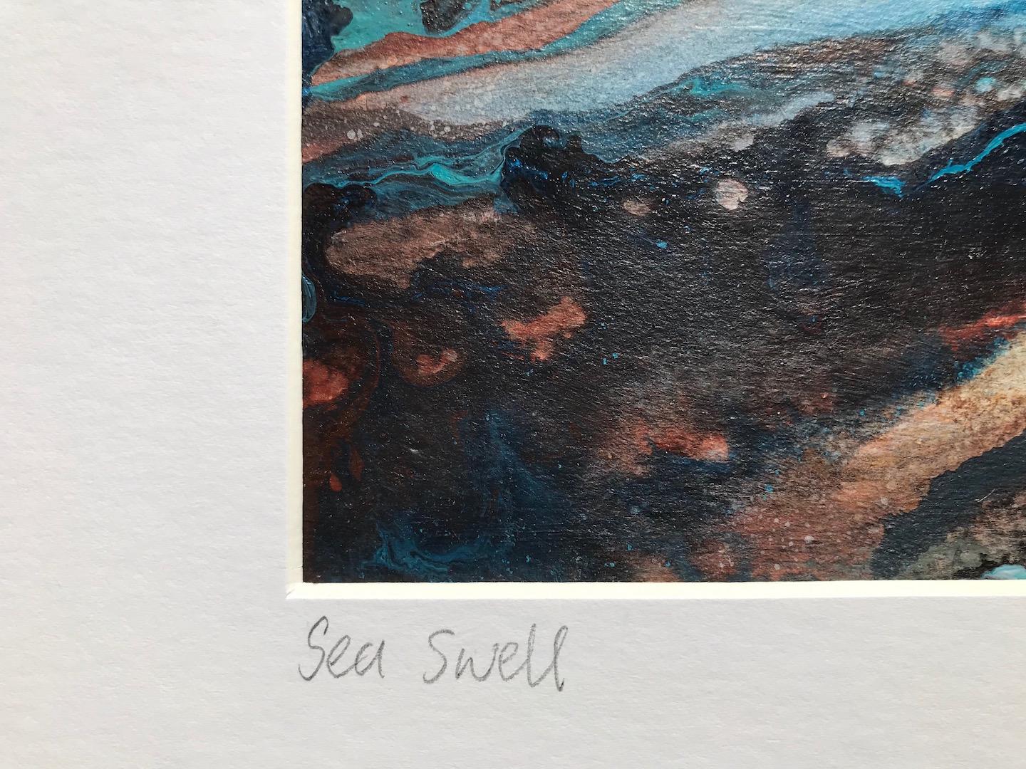 Cathryn Jeff, Sea Swell, Original Gemälde in Mischtechnik, Seelandschaft, Cornwall Art im Angebot 2