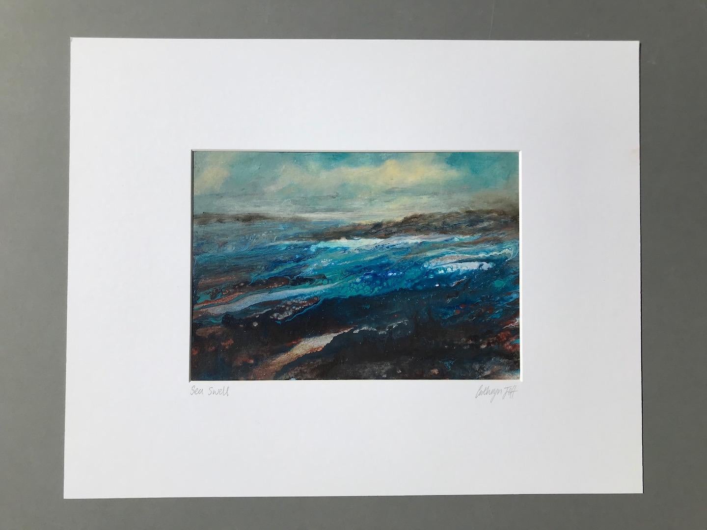 Cathryn Jeff, Sea Swell, Original Gemälde in Mischtechnik, Seelandschaft, Cornwall Art im Angebot 1