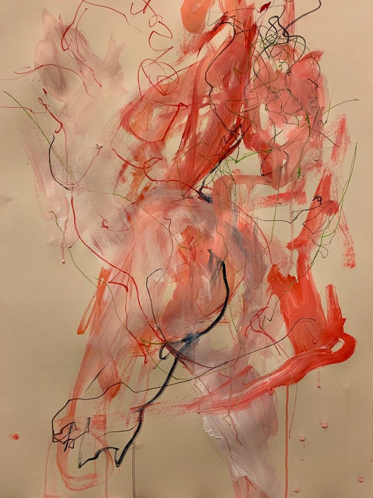 Judith Brenner
Solfrid Dancing
Original Figurative Painting
Mixed Media on Paper
Size: H 84.1cm x W 59.4cm x D 0.1cm
Sold Unframed
Please note that insitu images are purely an indication of how a piece may look.

Solfrid Dancing is a contemporary