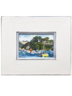 Fiona Carver, Yellow Boat at Fowey, Original Impressionist Landscape Painting