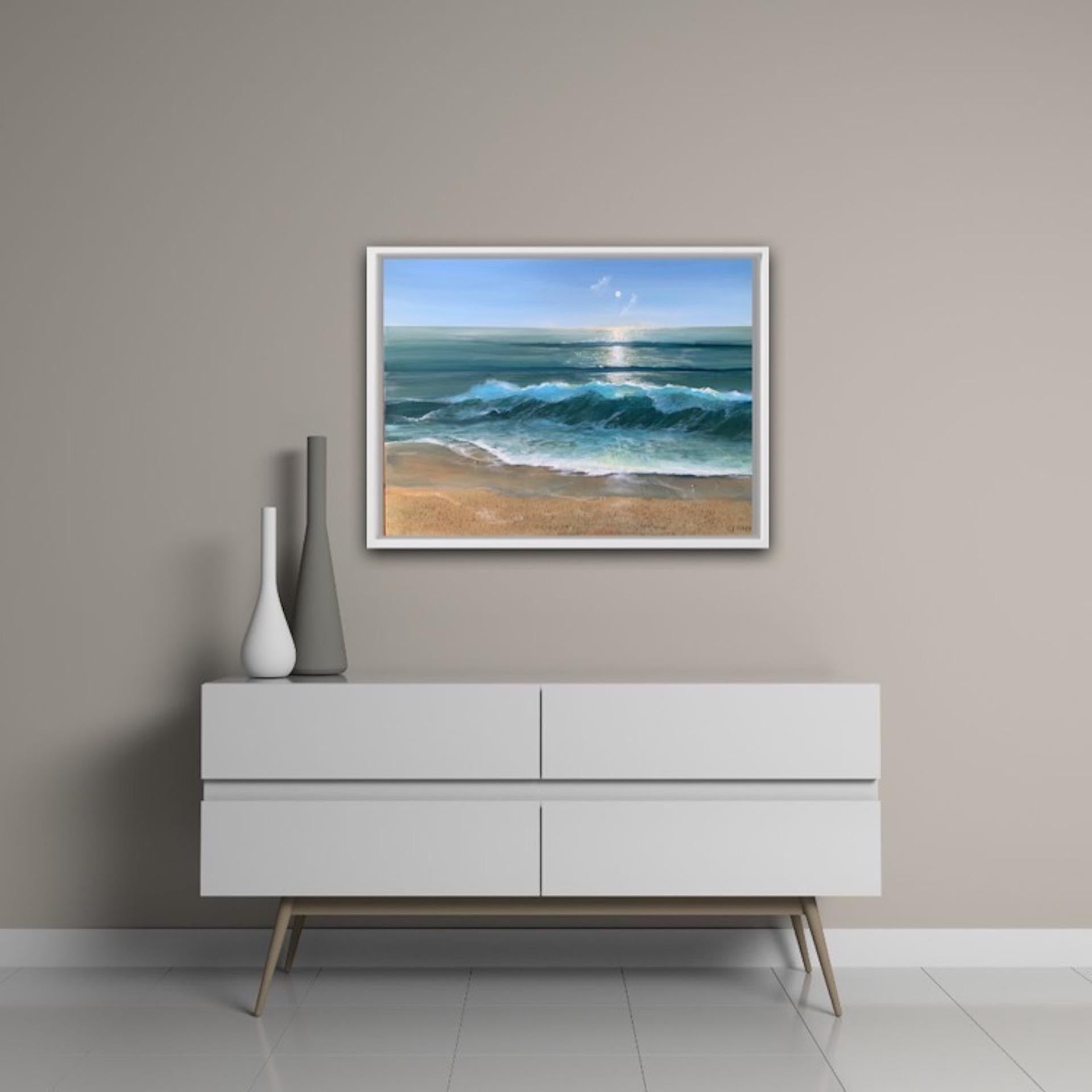 Carolyn Tyrer
Light on the Horizon
Contemporary Seascape Painting
Acrylic Paint on Canvas
Canvas Size: H 60cm x W 80cm
Sold Unframed
Please note that insitu images are purely an indication of how a piece may look

Light on the Horizon is an original