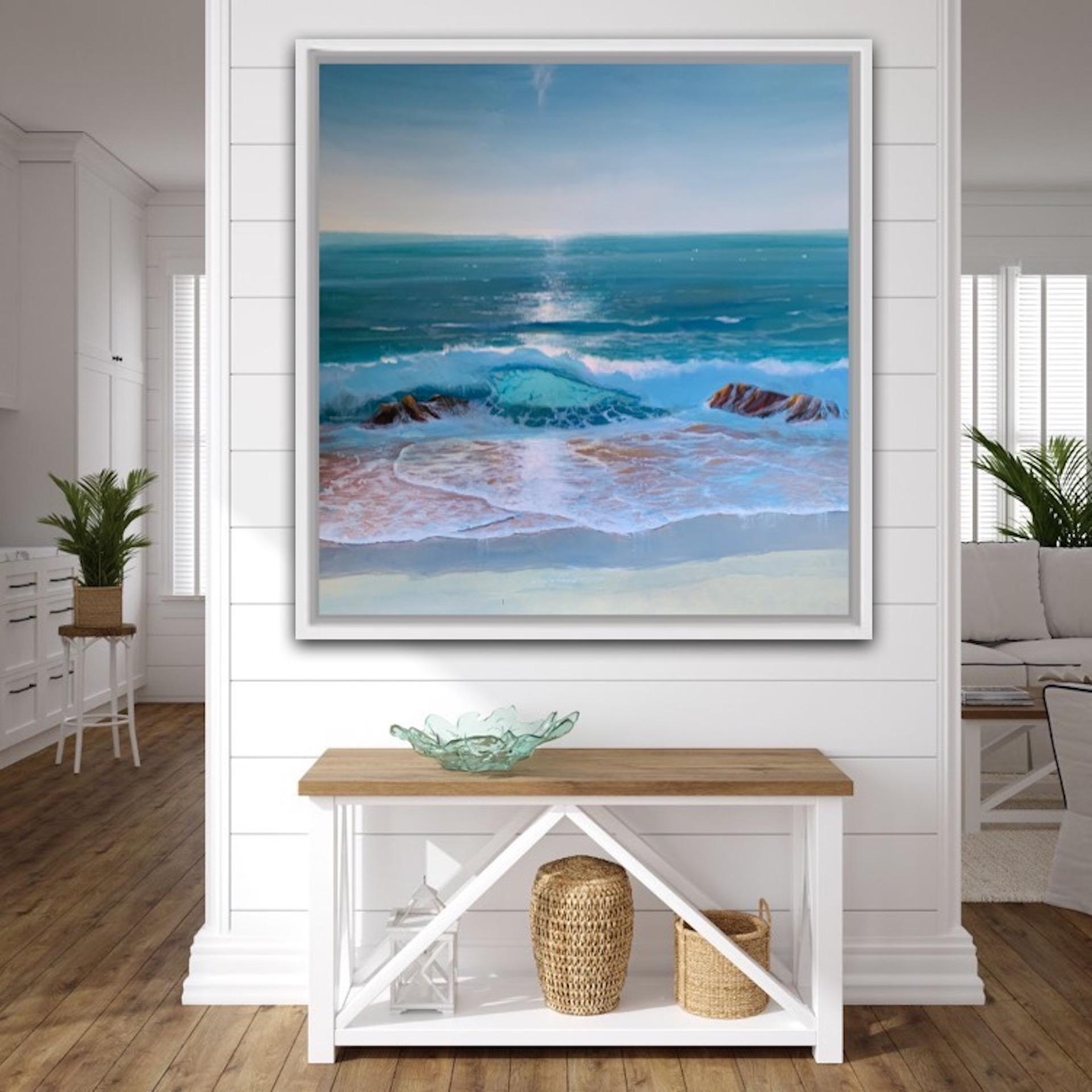 Carolyn Tryer, Olas danzantes, Pintura brillante de paisaje marino contemporáneo 2