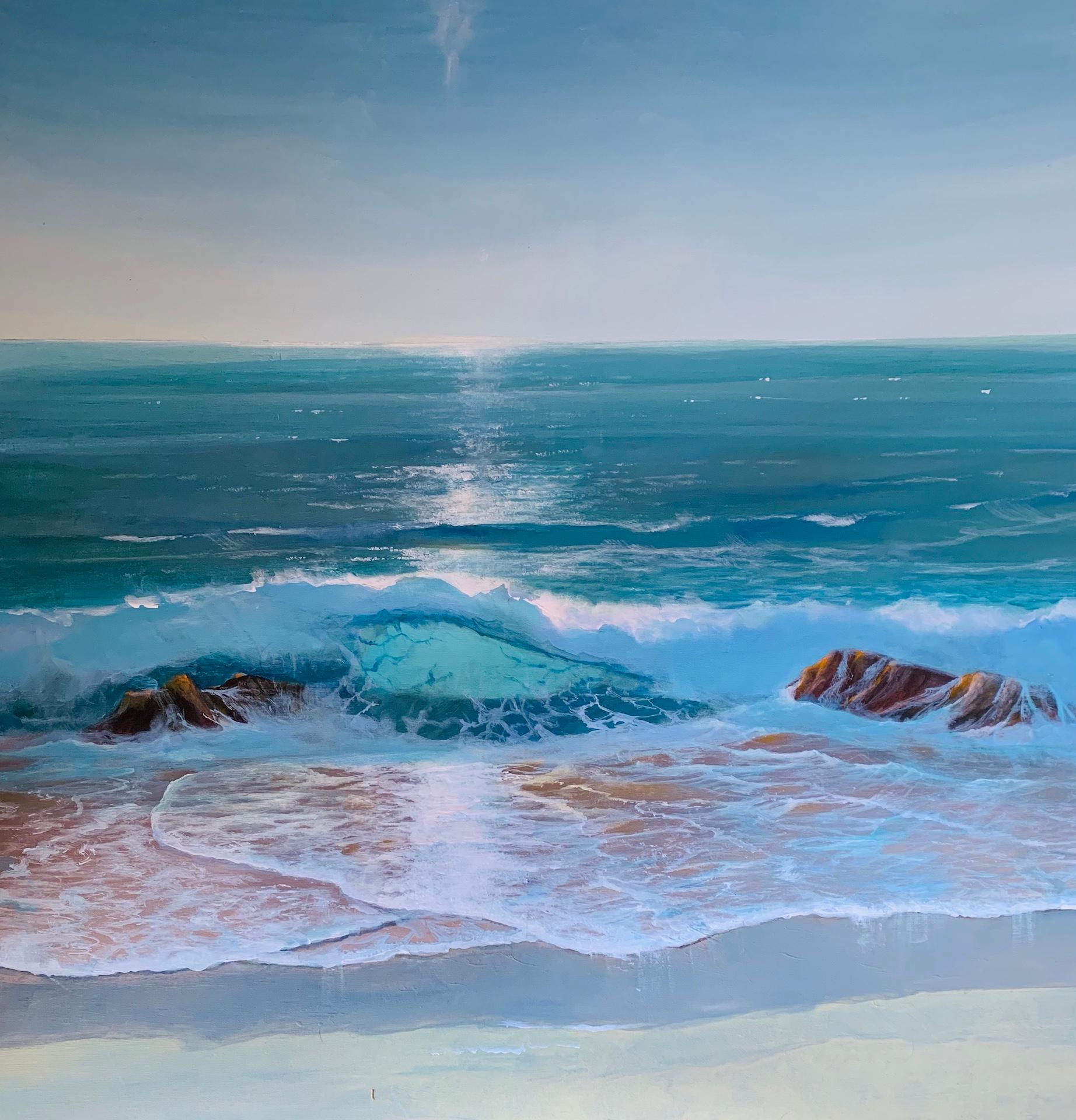 Carolyn Tryer, Dancing Waves, Bright Contemporary Seascape Painting