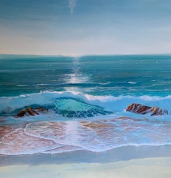 Carolyn Tryer, vagues dansantes, peinture contemporaine de paysage marin lumineuse