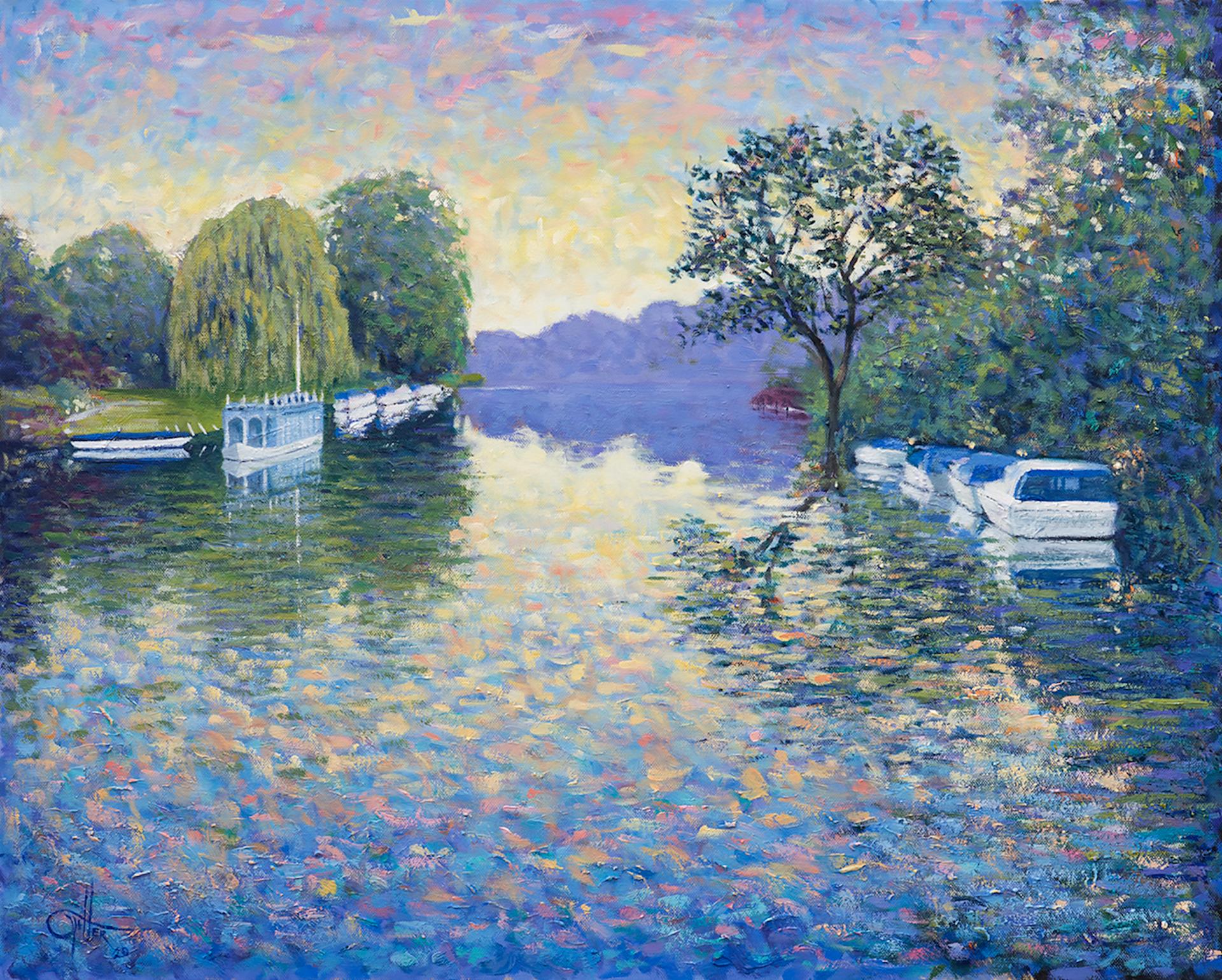 Lee Tiller, Swansong - Streatley on Thames, Original Impressionist Landscape Art