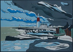 Colin Moore, Portland Bill, Linocut Print, Affordable Art