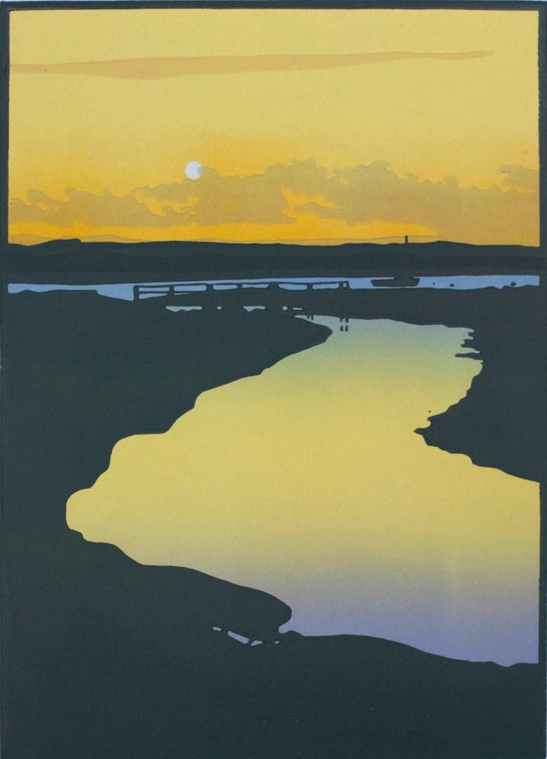 Colin Moore, Summer Sunrise Limited Edition Linocut Print, Affordable Art