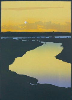 Colin Moore, Summer Sunrise, Limitierte Auflage, Linocut-Druck, preiswerte Kunst