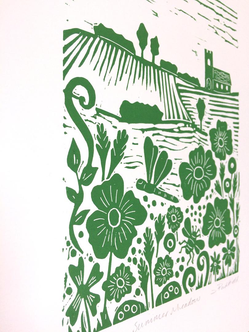 Joanna Hadfield, Summer Meadow, Limted Edition Print, preisgekrönte Kunst (Beige), Landscape Print, von Joanna Padfield