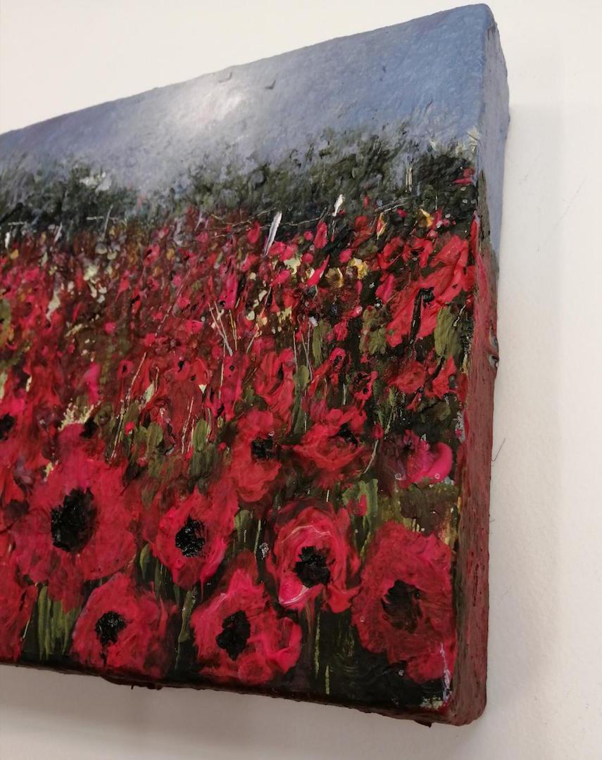 Lisa House, Poppy Fields, Peinture de paysage originale, Art abordable en vente 3