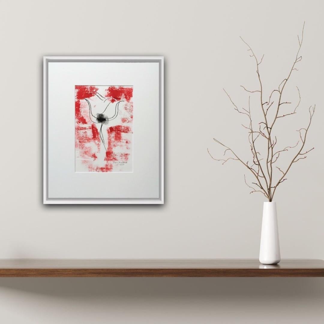 Mary Knowland, Poppy 16, Monoprint,  Unique Print, Affordable Art For Sale 5