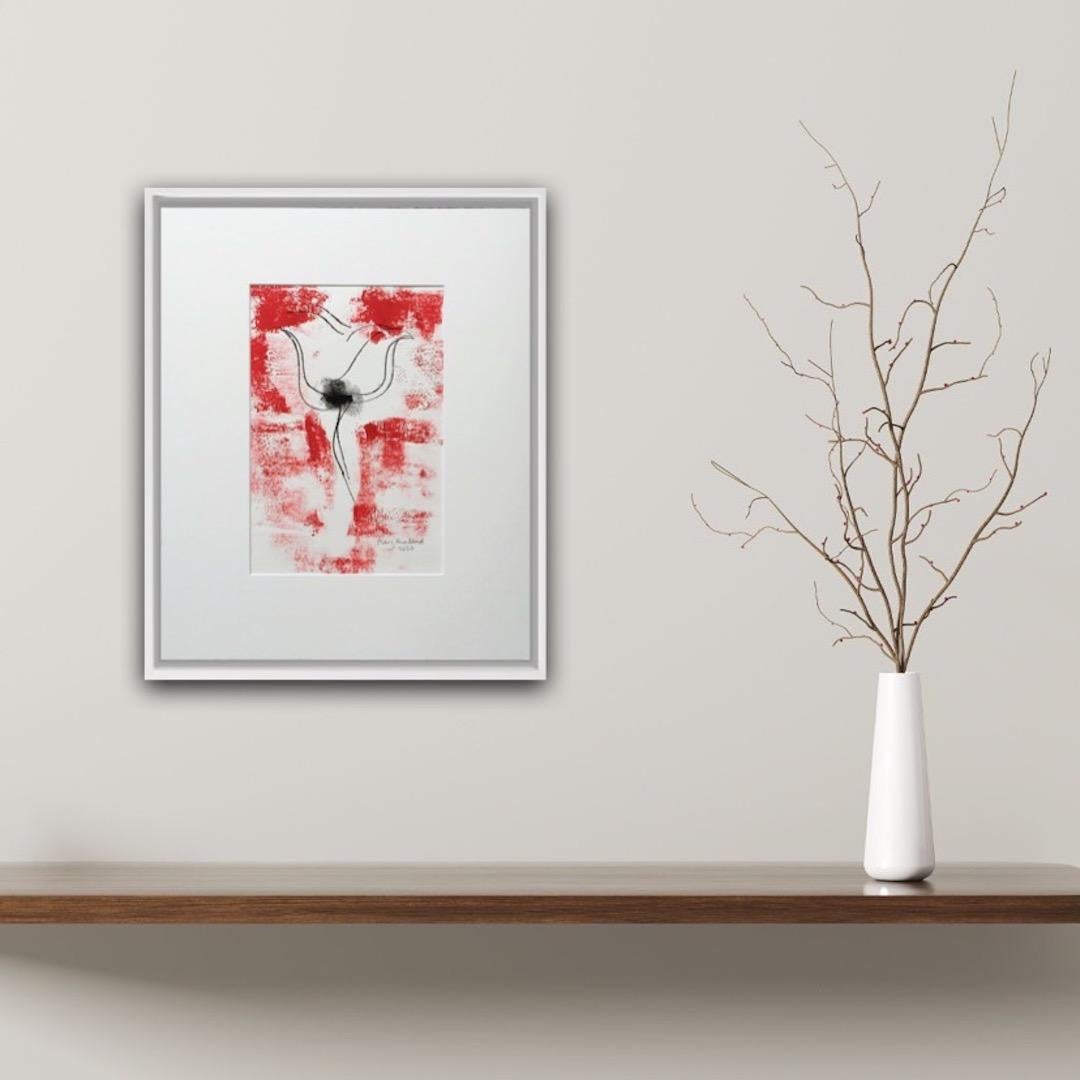 Mary Knowland, Papavero 16, Monoprint,  Stampa unica, arte a prezzi accessibili in vendita 6