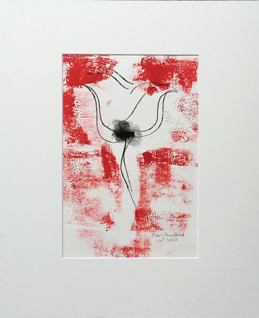Mary Knowland, Mohn 16, Monoprint,  Einzigartiger Druck, erschwingliche Kunst