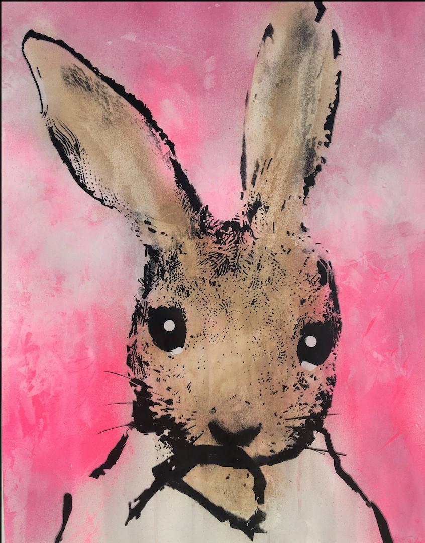 Harry Bunce
Sorry…#115
Contemporary Animal Painting
Oil, Chalk and Acrylic Paint with Silkscreen Print on 315gsm Heritagewhite Paper
Sheet Size: H 84.1cm x W 59.4cm x D 0.1cm
Sold Unframed
Free Shipping
Please note that insitu images are purely an