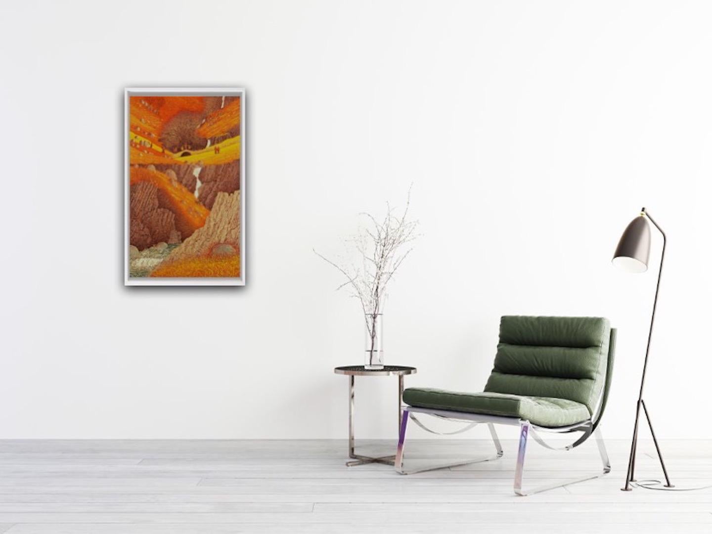 Mark A Pearce, Cross Lingcove Beck, Arte del paesaggio, Arte della campagna - Landscape Print Marrone di Mark Pearce