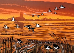 Rob Barnes, Riverside Oystercatchers, Limited Edition Print, Affordable Art