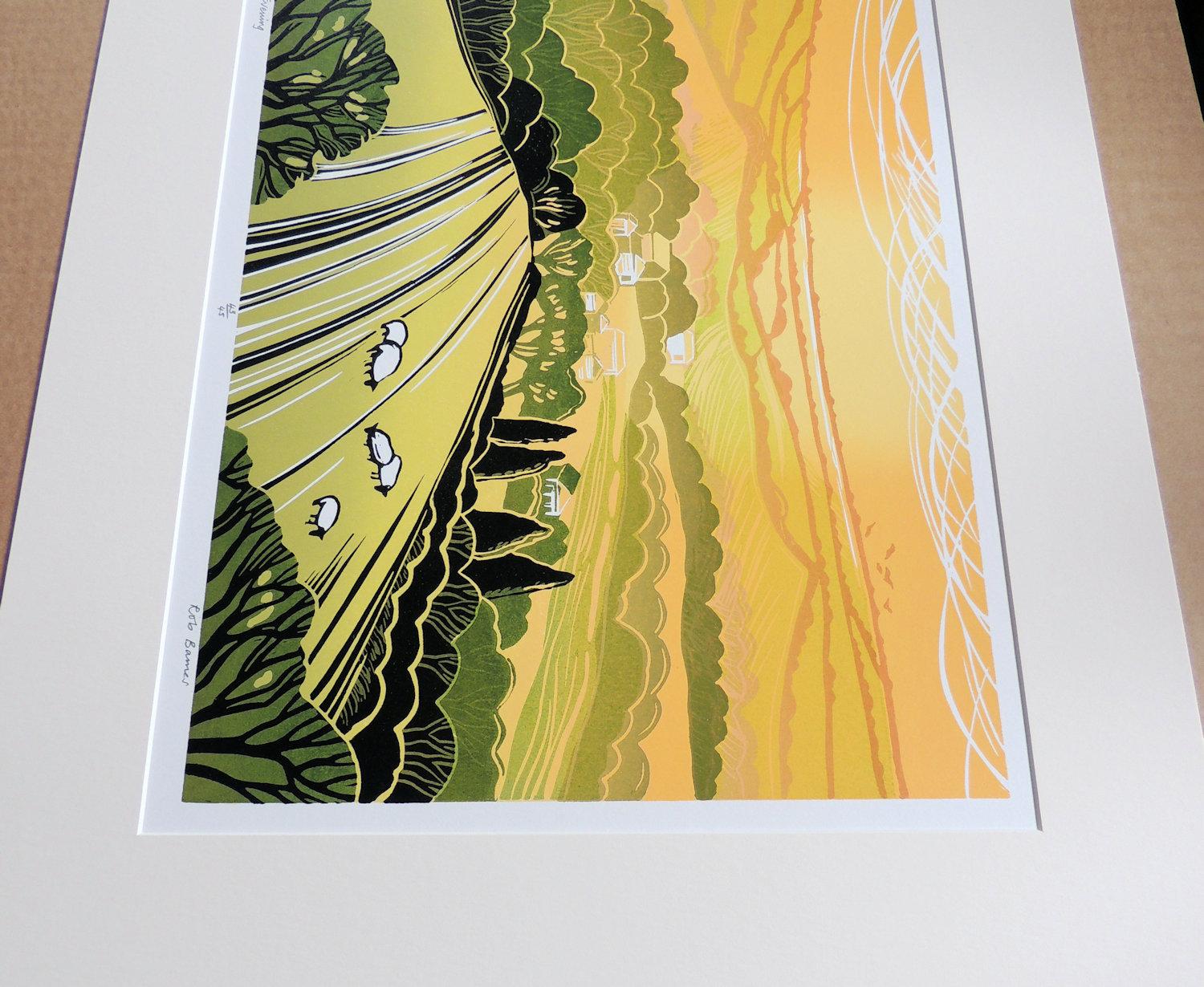 Rob Barnes
Summer Evening
Limited Edition Linocut Print
Edition of 50
Image Size H 44cm x W 33cm
Sheet Size H 49cm x W 61cm
Sold Unframed mounted in Antique White mountboard
Free Shipping
Please note that in situ images are purely an indication of