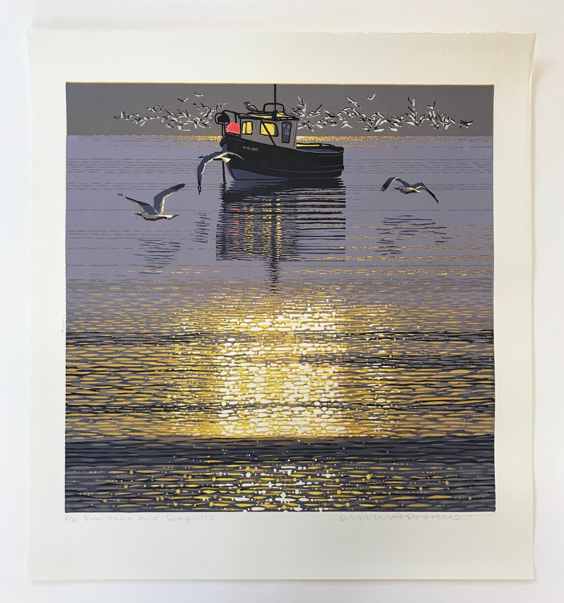 Mark Pearce, Sunshine and Seagulls, Limited Edition Print, Seascape Art 