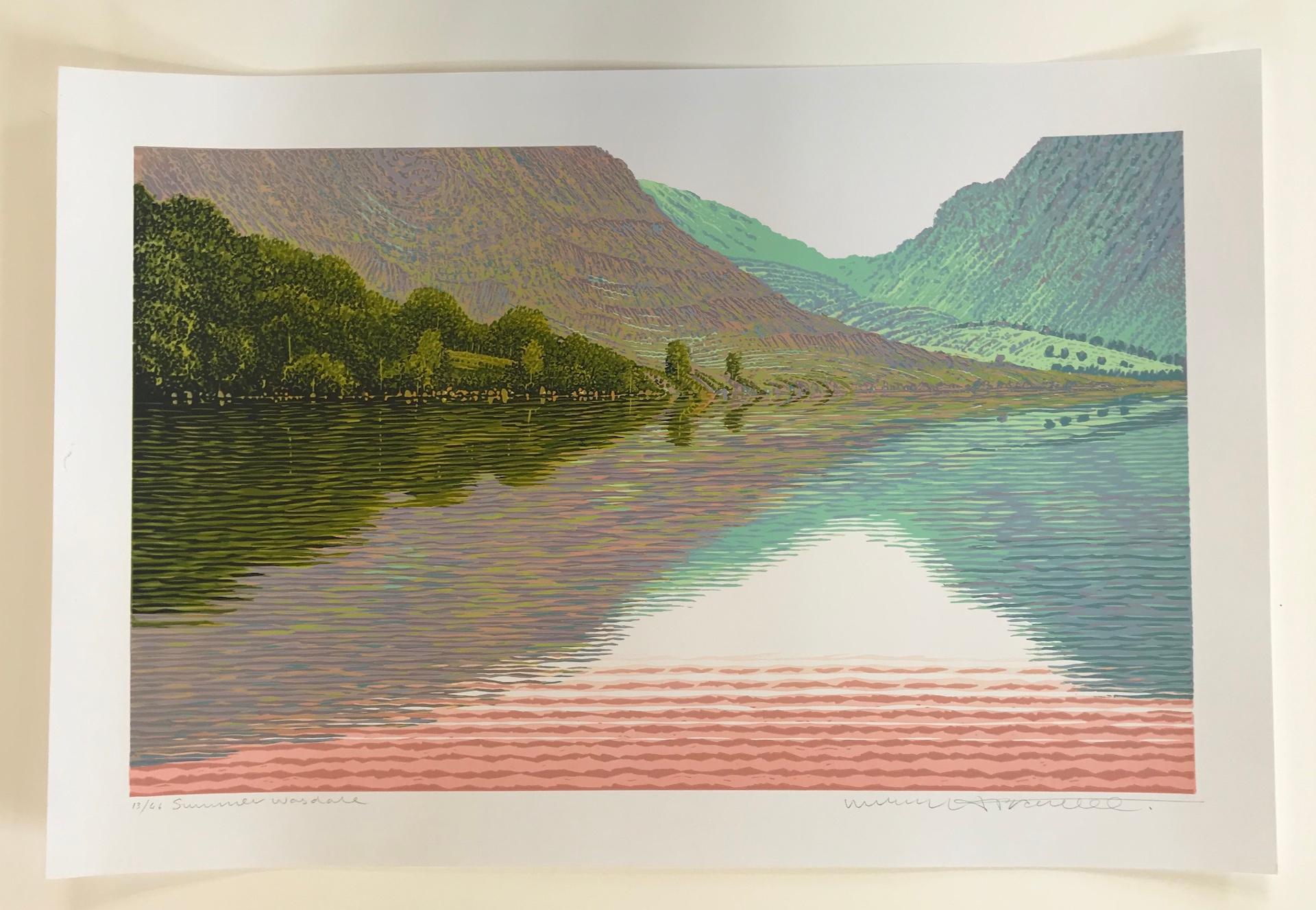 Mark Pearce, Summer Wasdale, Limited Edition Linoprint, Landscape Art