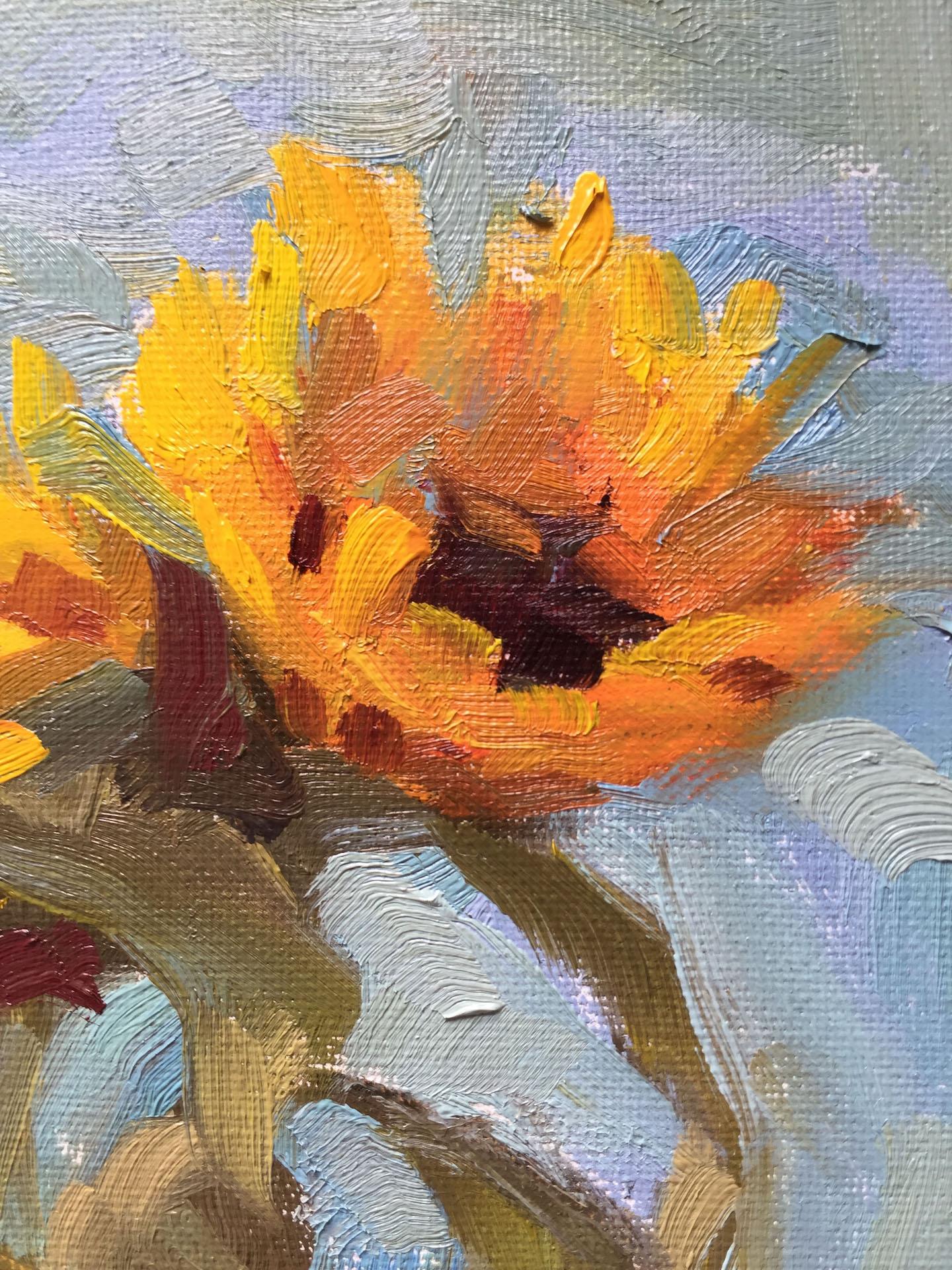 Benedict Flanagan
Sunflower
Original Still Life Painting
Oil Paint on Board
Board Size: H 20cm x W 25cm x D 0.5cm
Sold Unframed
Please note that in situ images are purely an indication of how a piece may look.

Sunflowers is a still life painting by