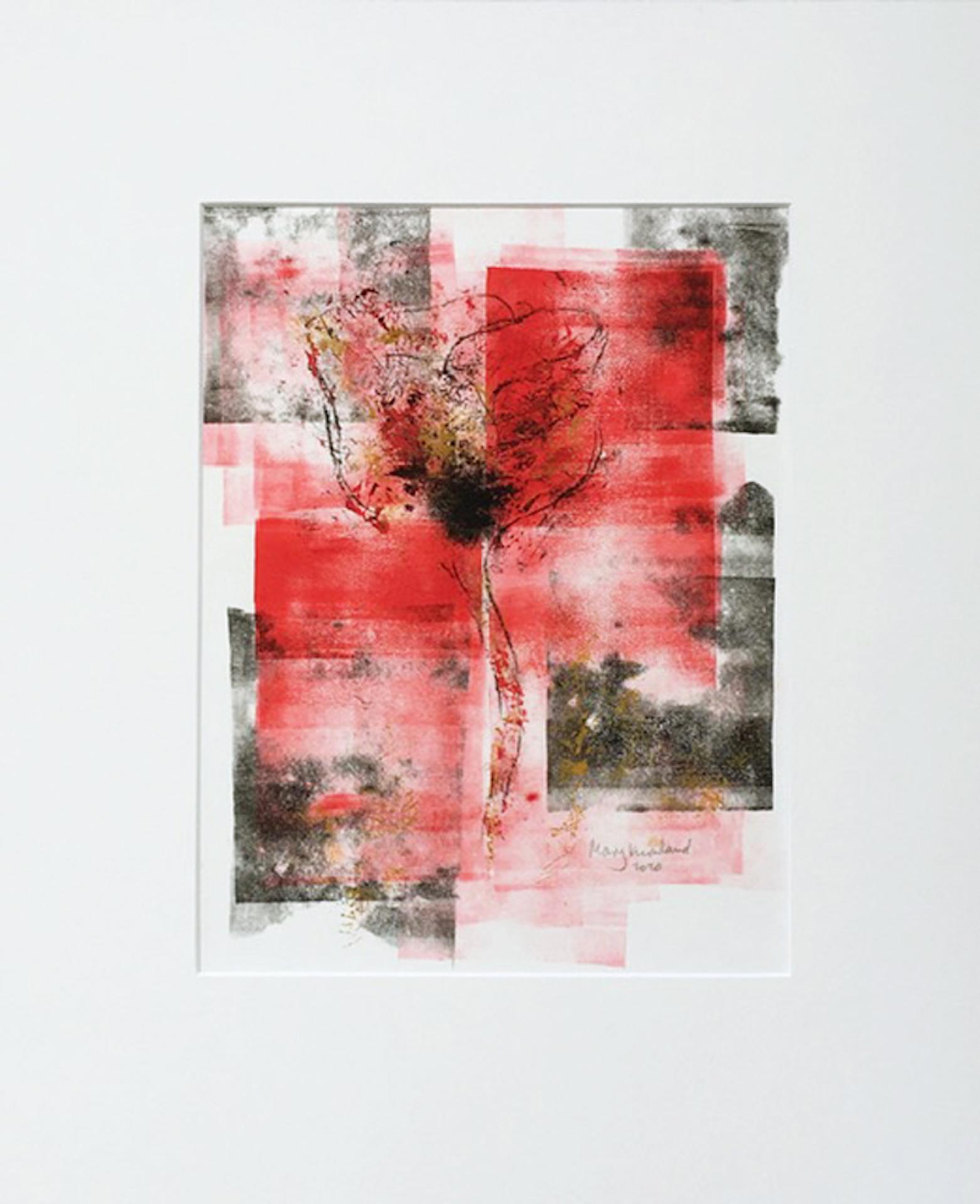 Mary Knowland, Poppy 17, Unique Mono Print, Affordable Art, Art Online