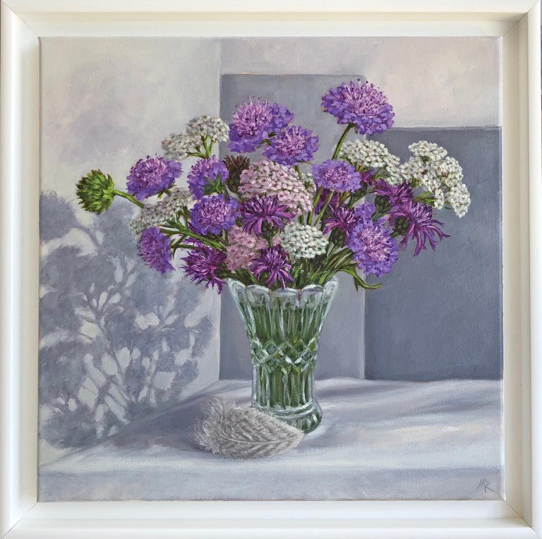 Marie Robinson, August Hedgerow, Original Still Life Painting, Affordable Art - Gray Still-Life Painting by Marie Robinson