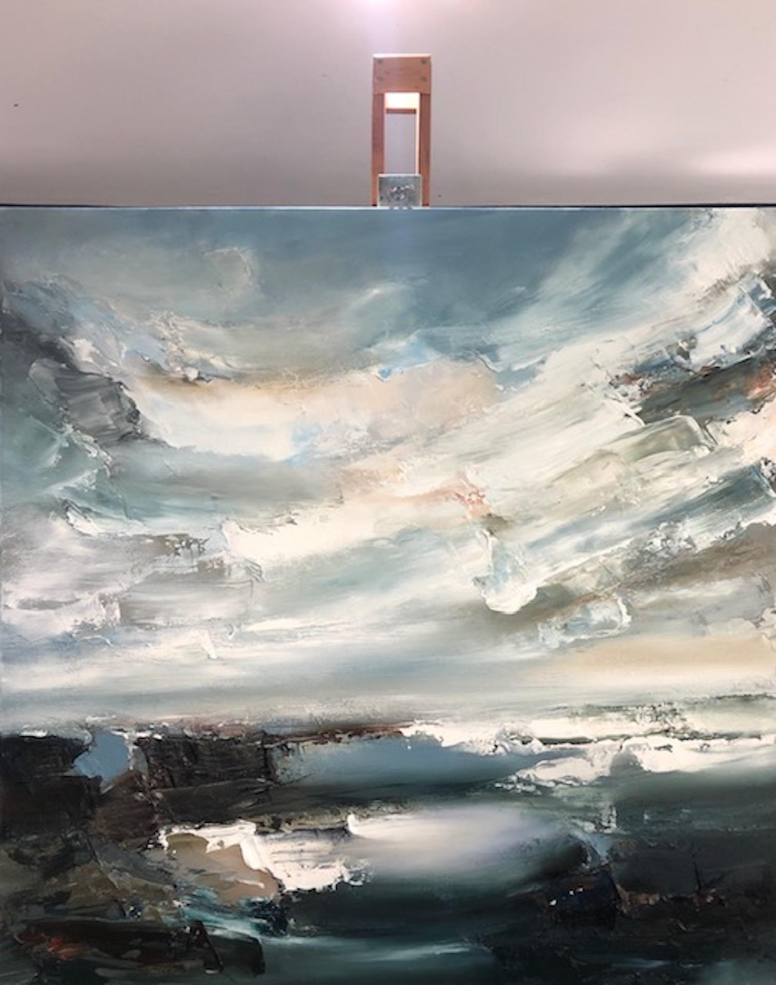 Helen Howells
Distant Stillness
Original Oil Painting on Canvas
Oil Paint on Canvas
Canvas size: H 91cm x W 91cm x D 3.5cm
Sold – Unframed
(Please note that in situ images are purely an indication of how a piece may look)

Distant Stillness is an