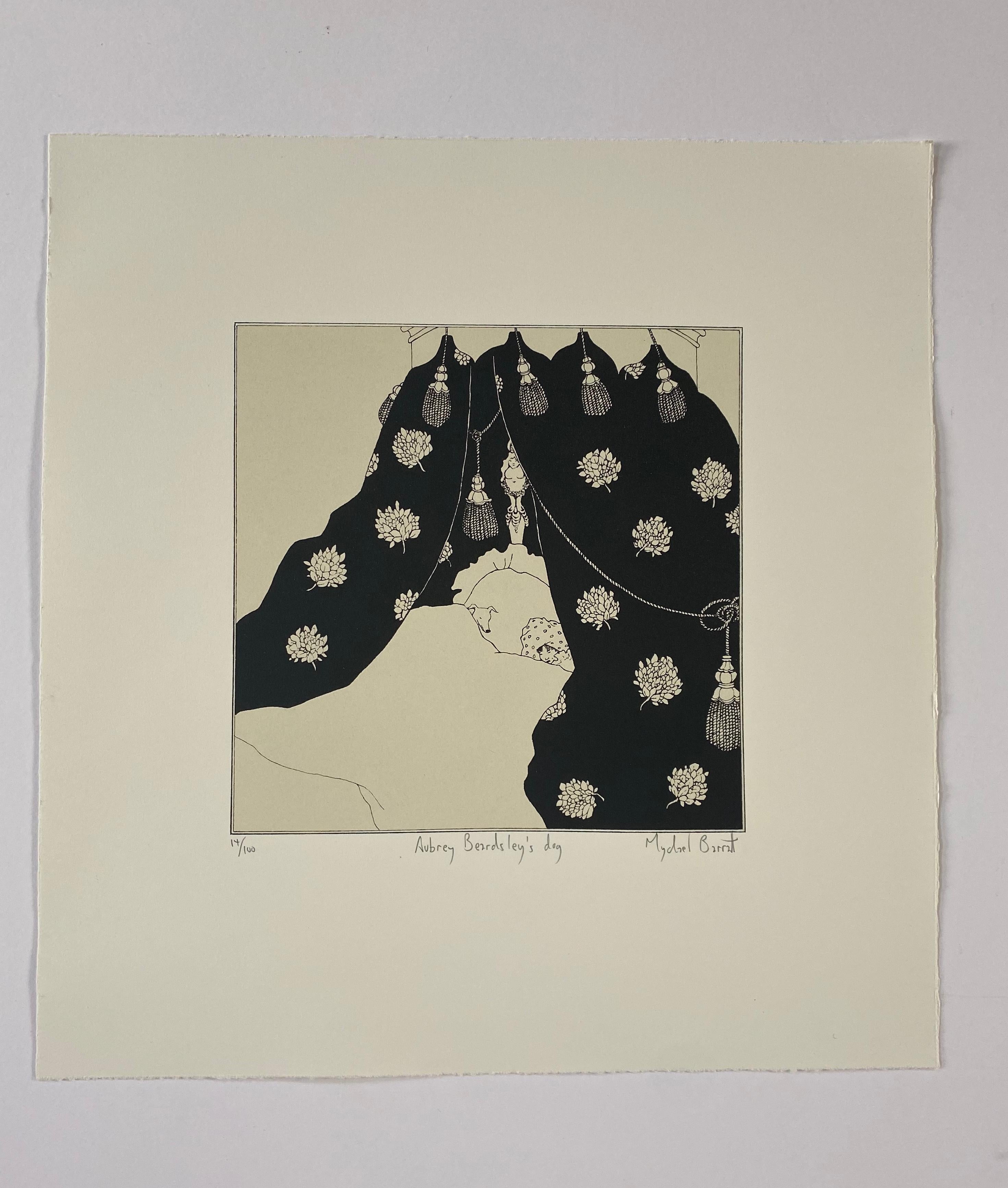 Mychael Barratt, Aubrey Beardsley’s Dog, Affordable Art, Animal Art, Witty Art