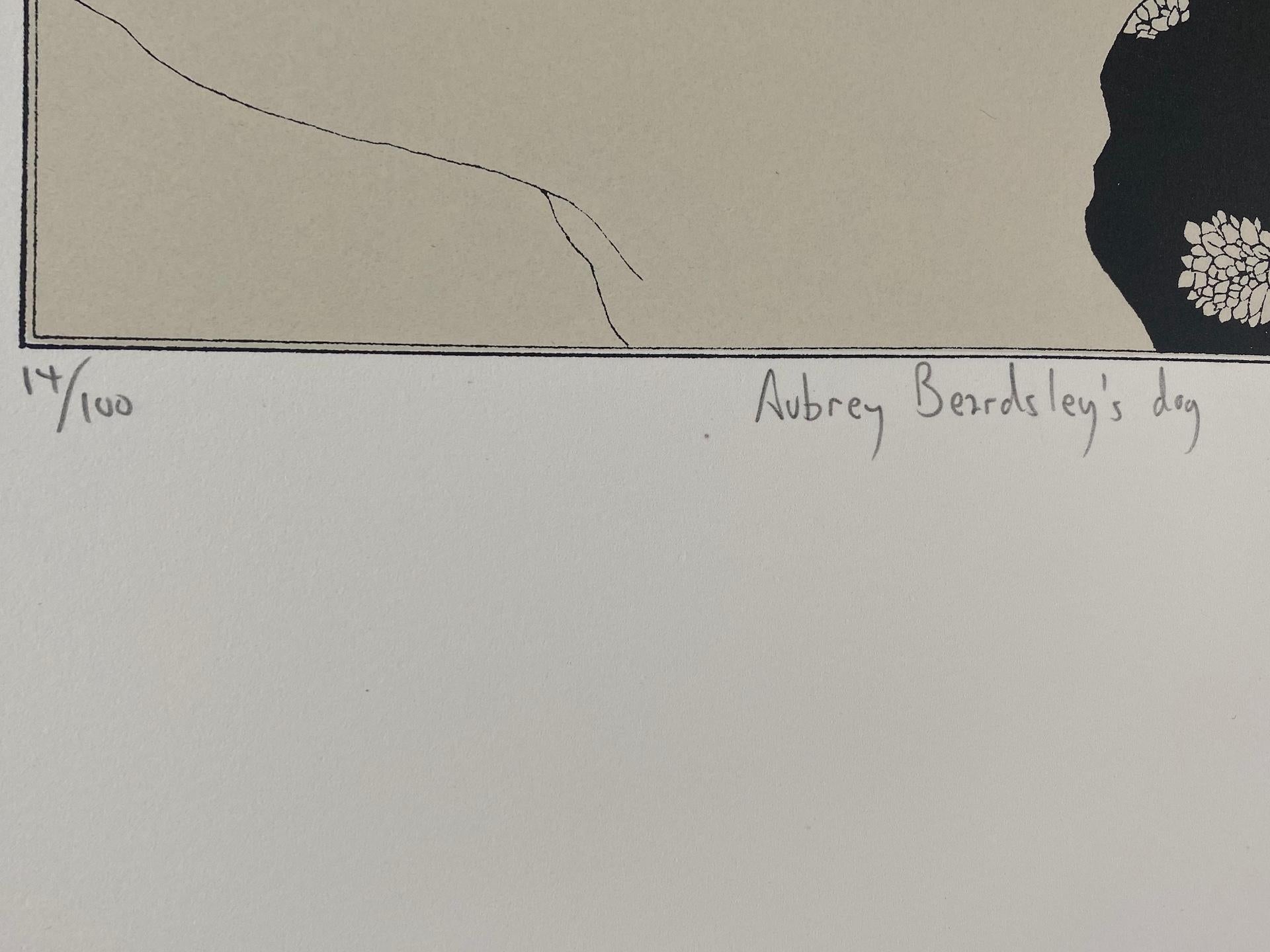 Ausgestattete Kunst, Tierkunst, Witty Art, Aubrey Beardsleys Hund – Print von Mychael Barratt