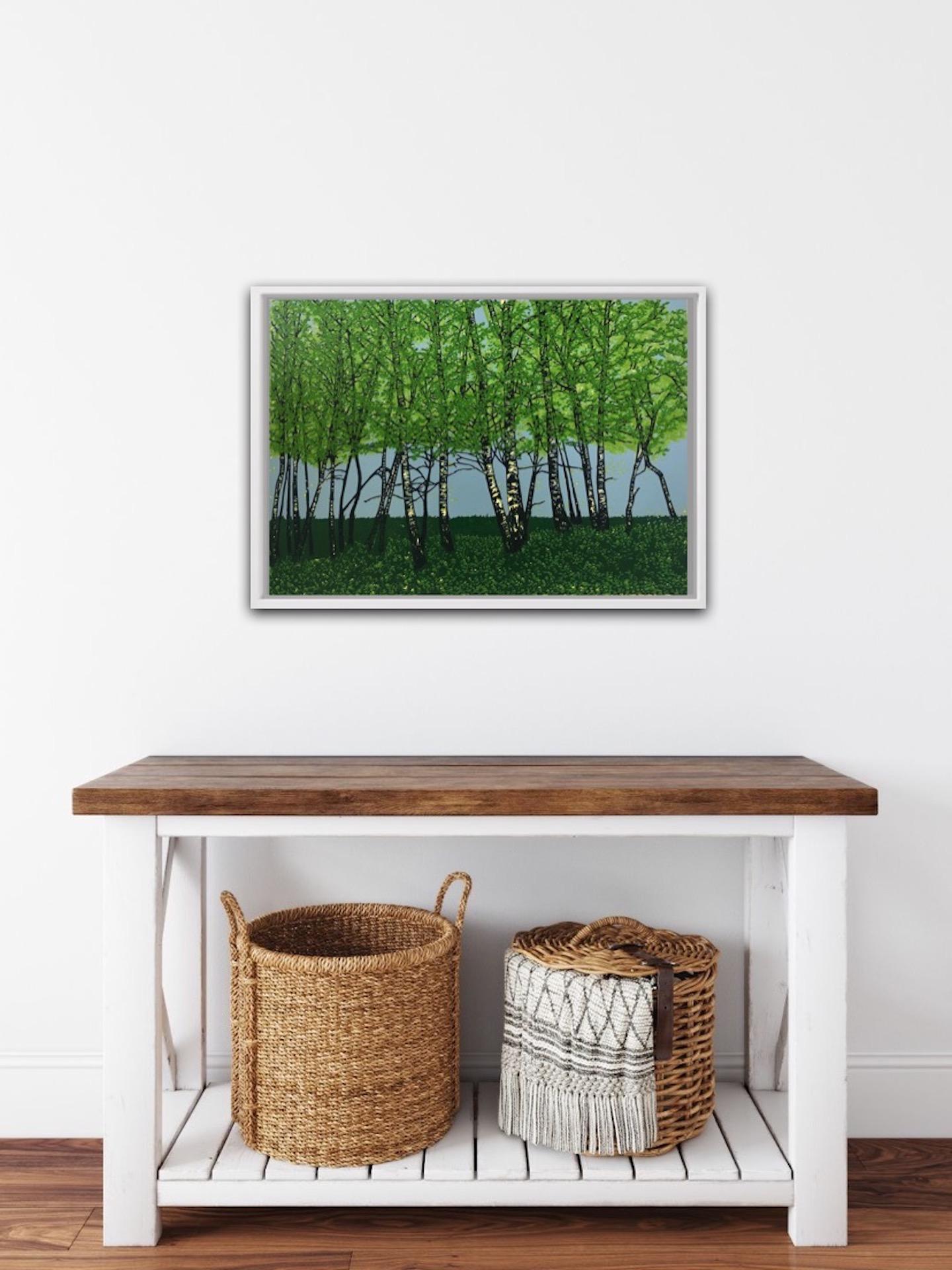 Jennifer Jokhoo
Summer Birches
Limited Edition Linocut
Image Size: H 45cm x W 57cm
Signed
Sold Mounted but Unframed
(Please note that in situ images are purely an indication of how a piece may look).

Summer Birches is a limited edition Reduction