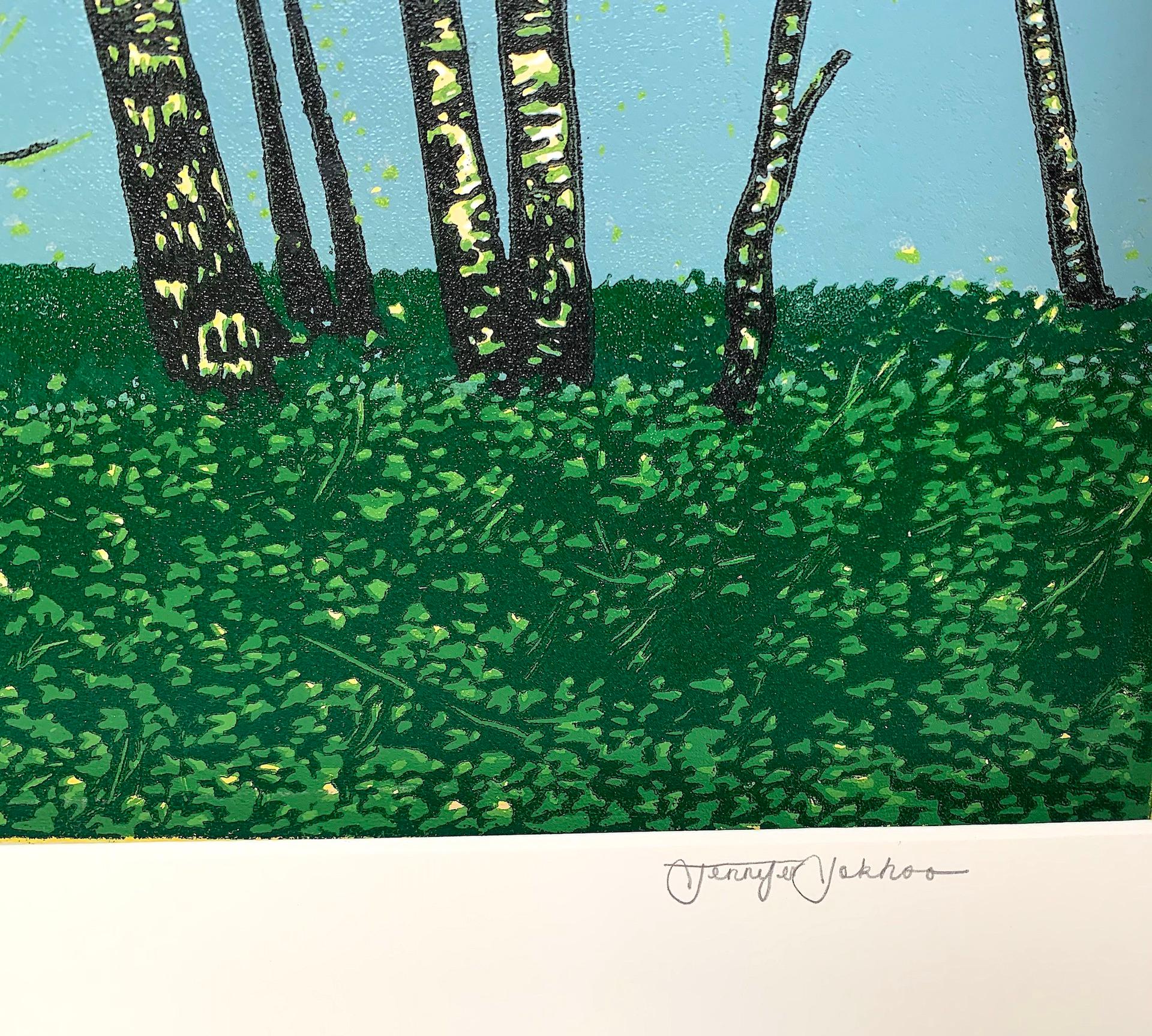 Jennifer Jokhoo, Summer Birches, Limited Edition Print, Affordable Art For Sale 5
