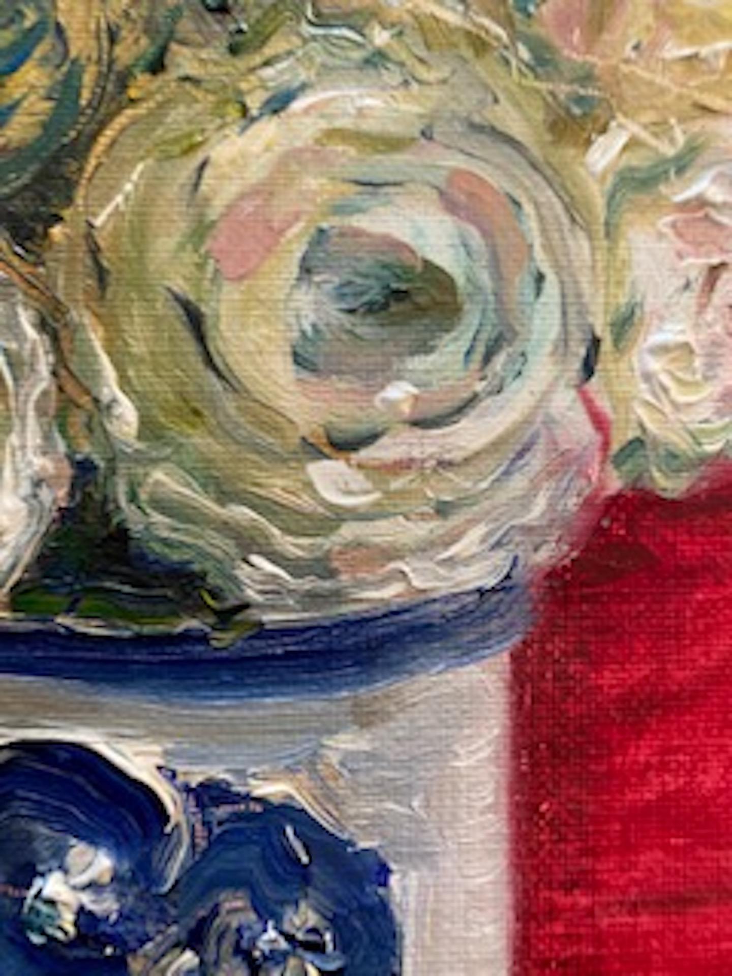 Henrietta Caledon, Summer Roses, Original Oil Painting, Still Life Painting For Sale 2