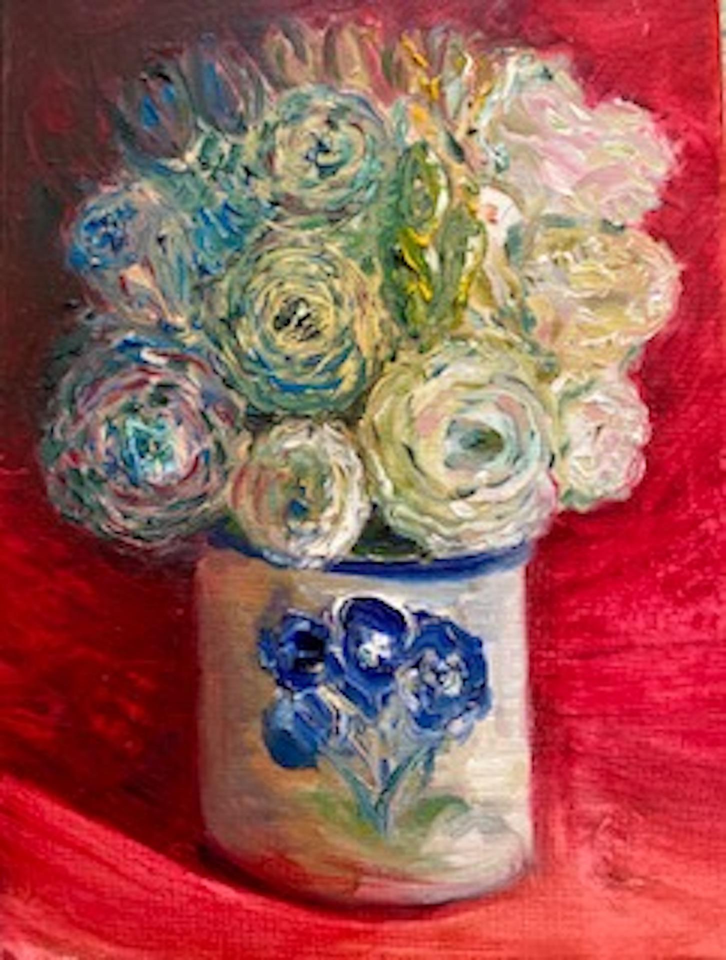 Henrietta Caledon, Summer Roses, Original Oil Painting, Still Life Painting For Sale 3