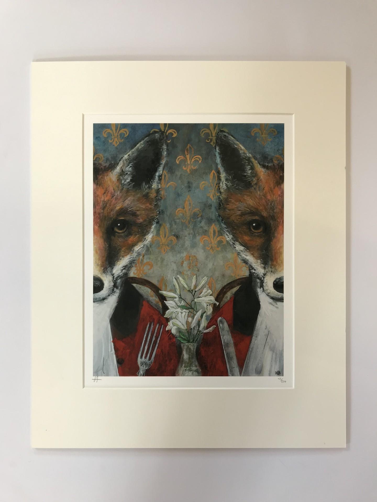 Harry Bunce, restaurant au Renard, estampe en édition limitée, art animalier, en ligne en vente 2