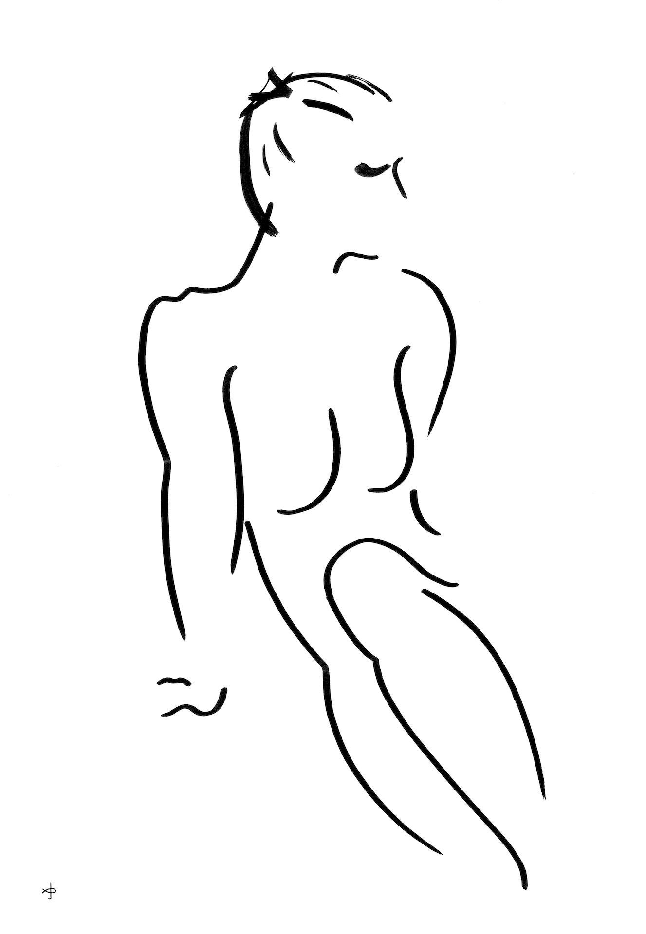 David Jones
Nude drawing from Series 7 No.17J
Original Minimalist Drawing
Black Ink on 300gsm White
Paper  Image Size: H 36cm x W 26 cm x D 0.1cm
Mount Size: H 50cm x W 40cm x D 0.3 cm
Sold Unframed
Please note that in situ images are purely an