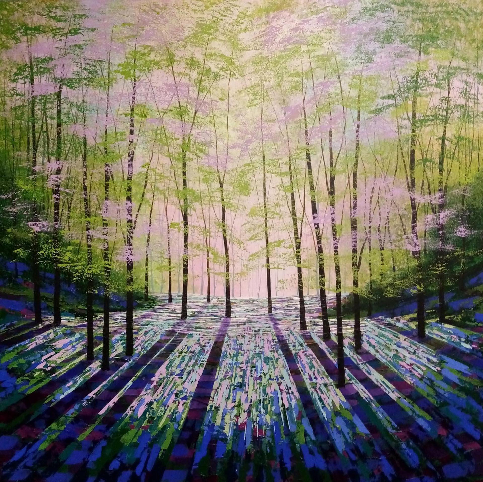 Amanda Horvath, Woodland Aurora, Original Painting, Landscape Art, Woodland Art