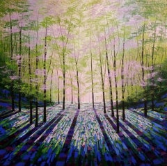 Amanda Horvath, Woodland Aurora, Peinture d'origine, Paysage Art, Woodland Art