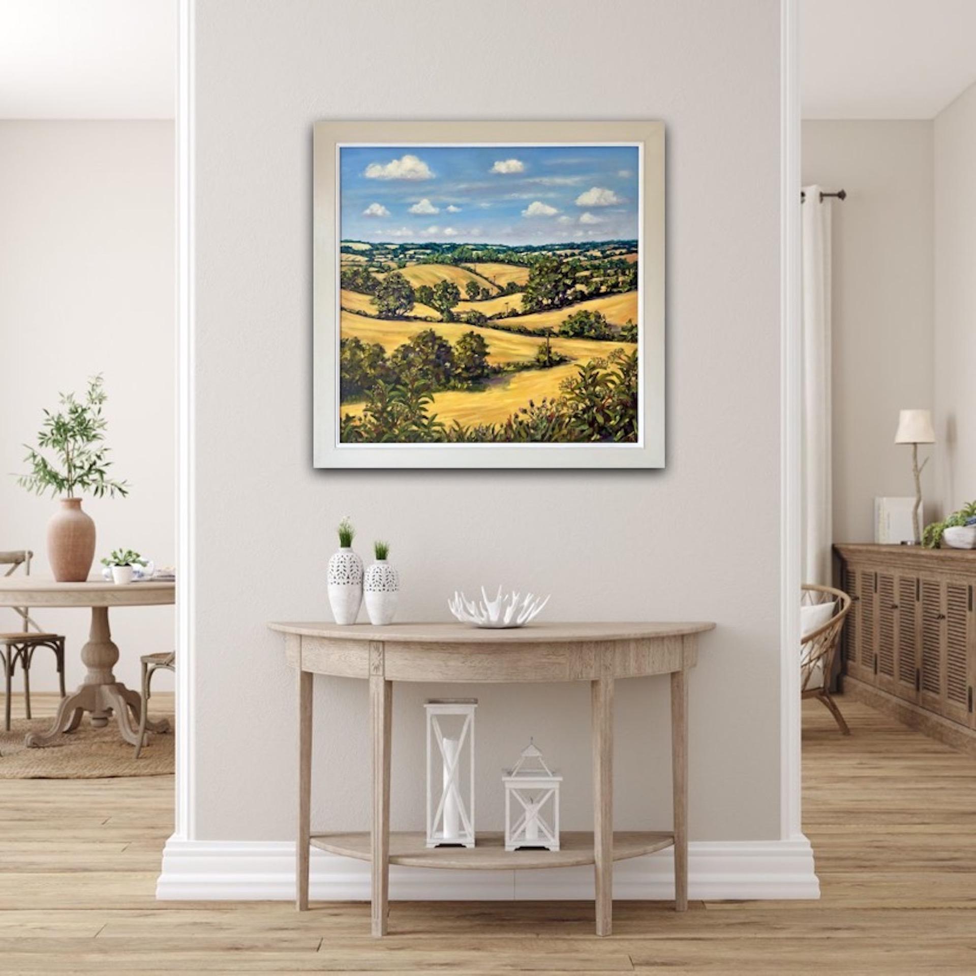 Marie Robinson
August Fields
Original Landscape Painting
Oil Paint on Canvas Board
Board Size: H 60cm x W 60cm x D 0.5cm
Framed Size: H 69cm x W 69cm x D 2cm
Sold Framed in a soft off white Painted Wood Frame
Please note that insitu images are