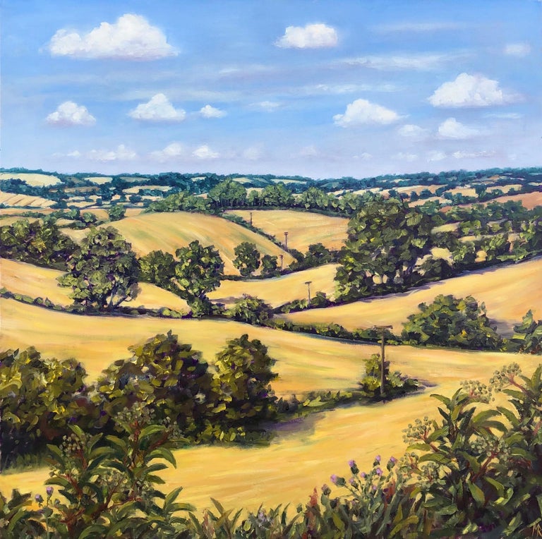 Marie Robinson
August Fields
Original Landscape Painting
Oil Paint on Canvas Board
Board Size: H 60cm x W 60cm x D 0.5cm
Framed Size: H 69cm x W 69cm x D 2cm
Sold Framed in a soft off white Painted Wood Frame
Please note that insitu images are