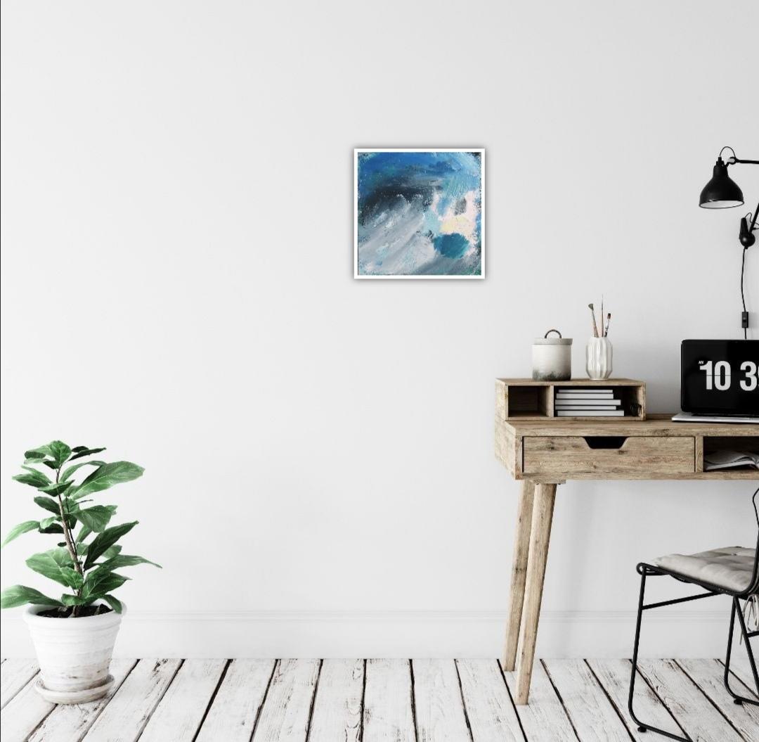Mary Scott, Bleu de Cornouailles, peinture semi-abstraite originale, Art contemporain en vente 9