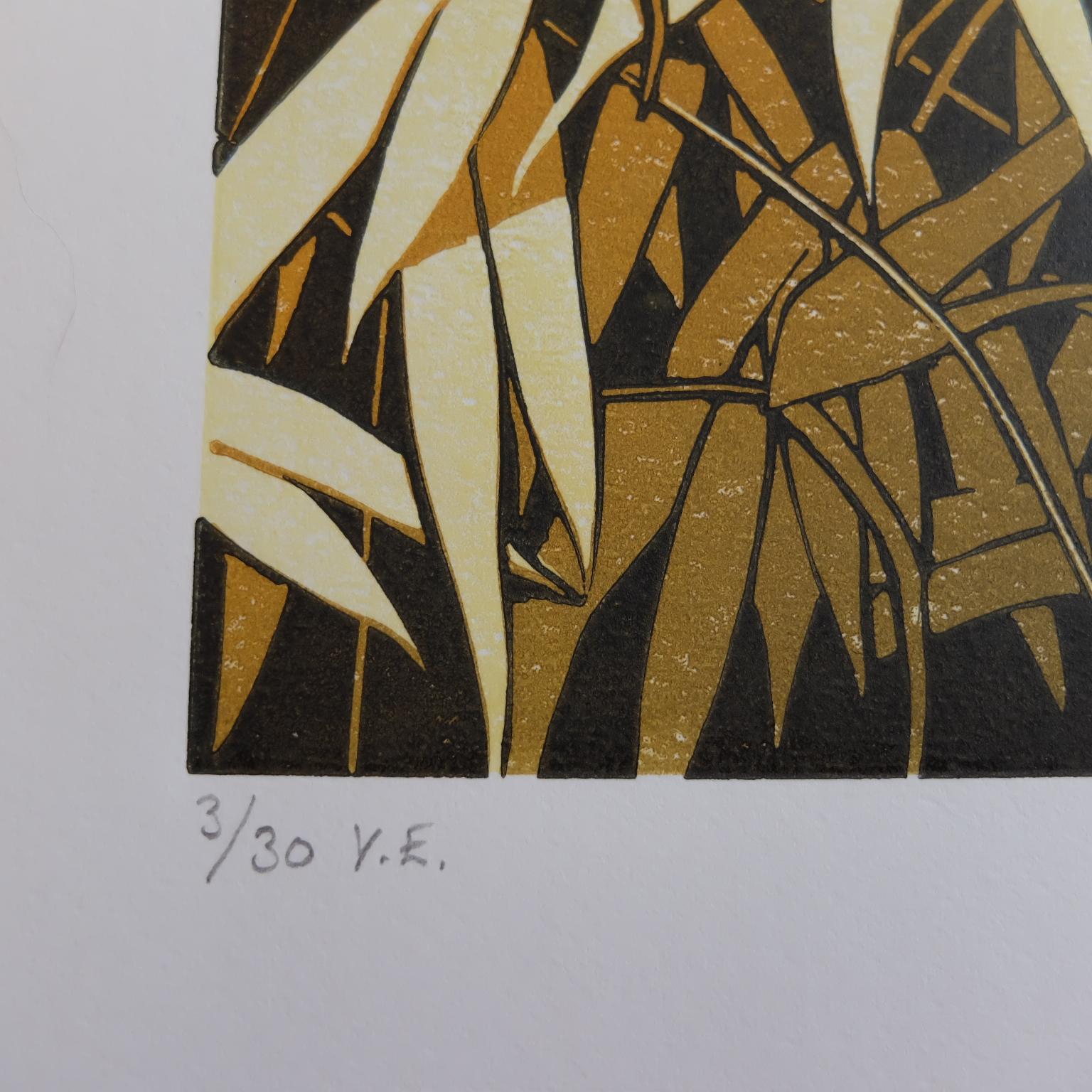 Susan Noble
Autumn Ferns
Linocut.
Edition of 30.
Image Size 30.5 x 30.5cm.
Paper Size (approx.): 36 x 36cm.
Oil based inks on Zerkall Extra Smooth Paper, 145gsm.
Signed, dated and numbered on the front.
Edition numbers may vary from the photo.
Sold