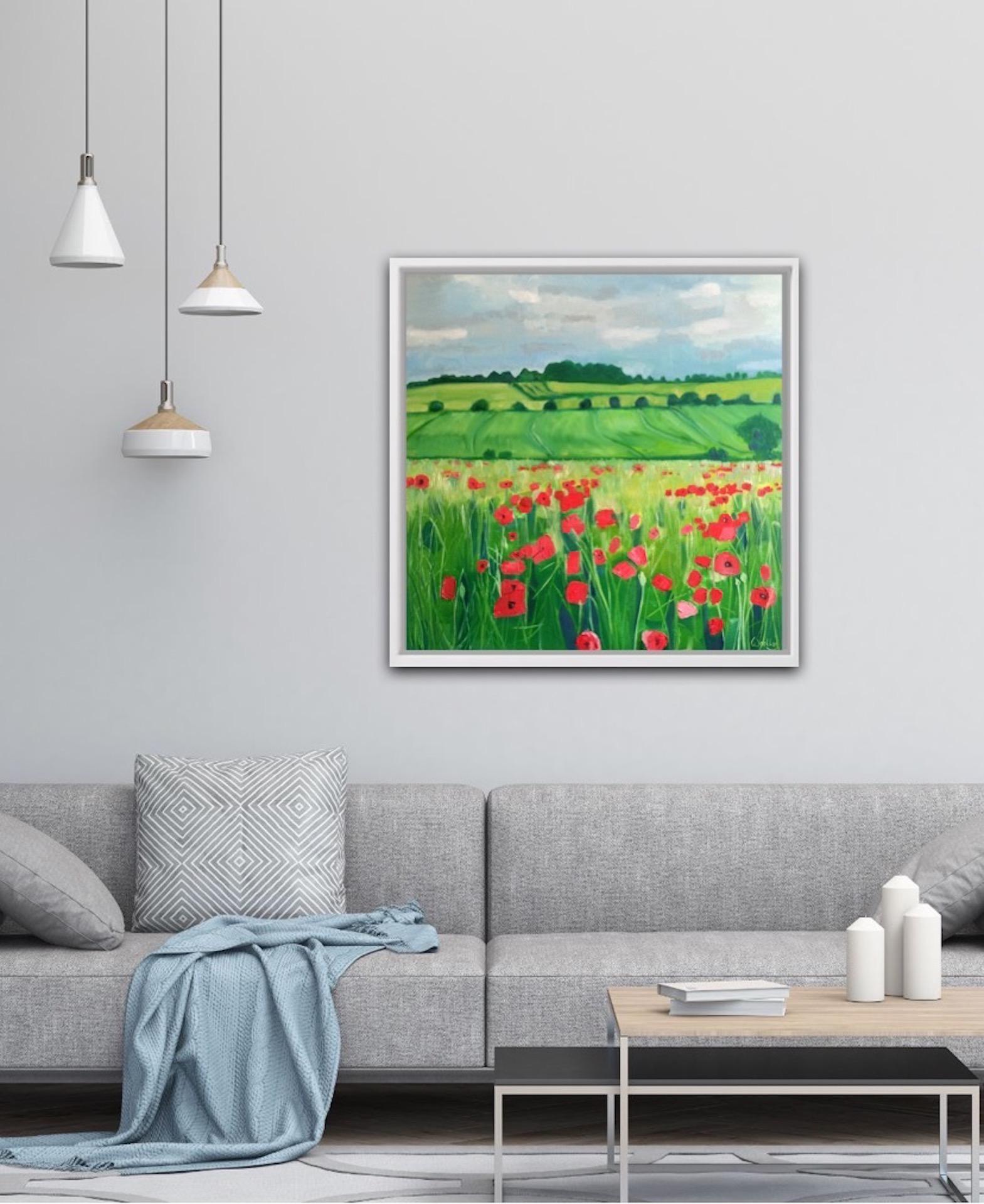 Eleanor Woolley, Polka Dot Poppies, Original Landscape Painting, Affordable Art For Sale 4