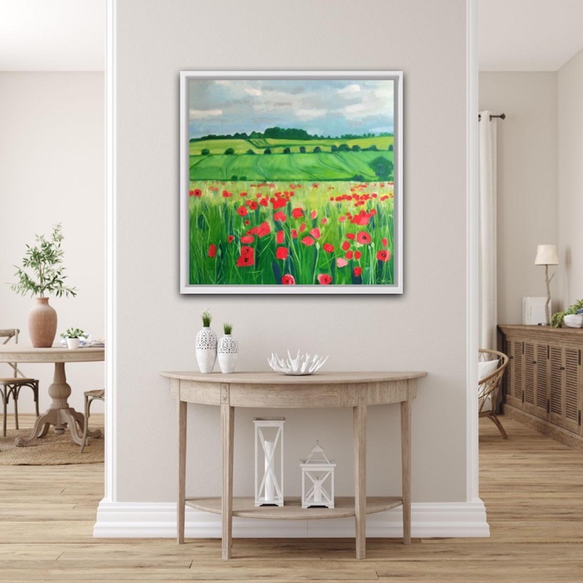 Eleanor Woolley, Polka Dot Poppies, Original Landscape Painting, Affordable Art For Sale 5