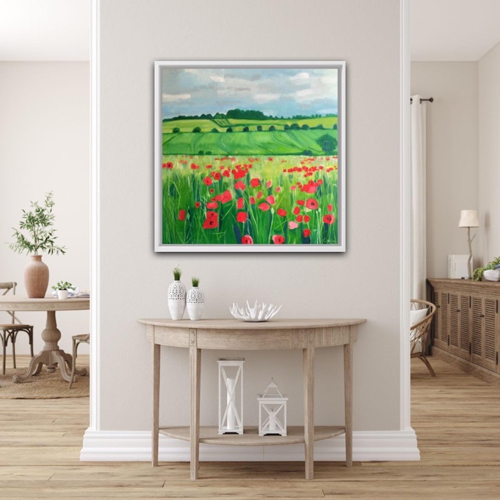 Eleanor Woolley, Papaveri a pois, Pittura originale di paesaggio, Arte accessibile in vendita 8
