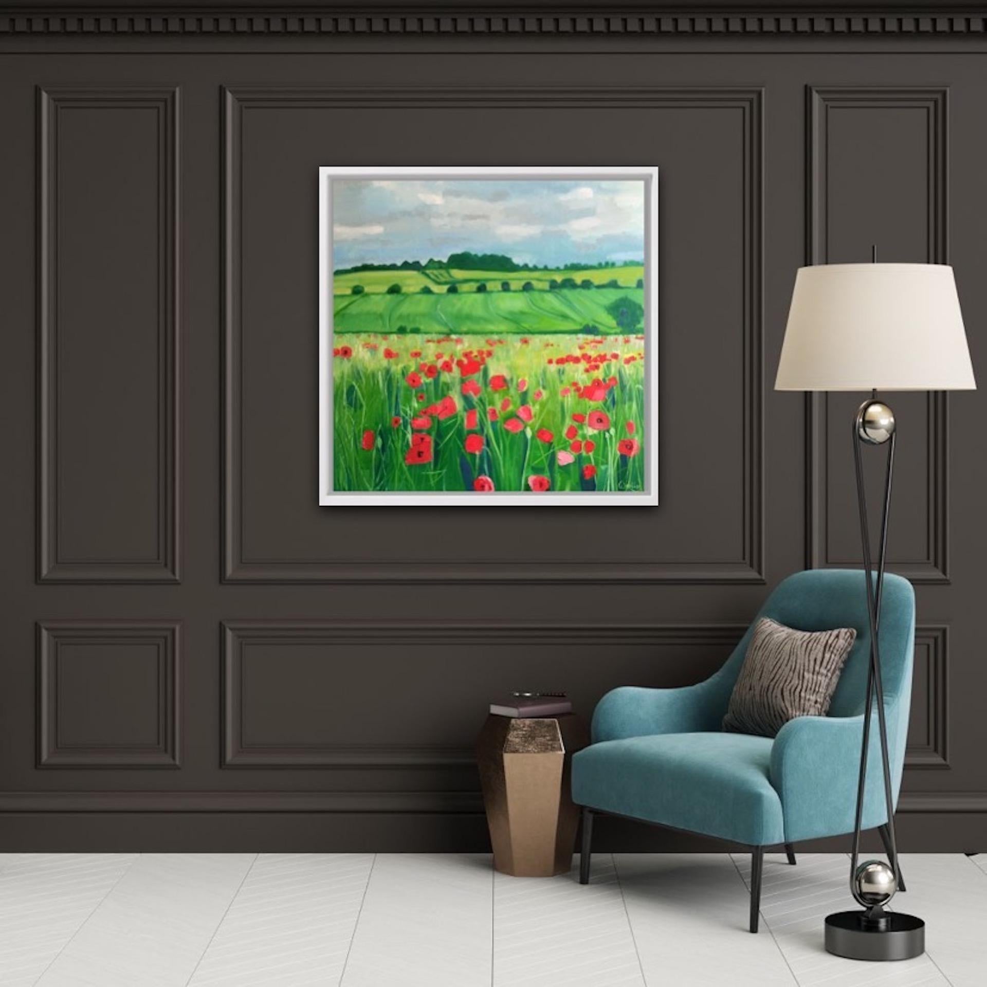 Eleanor Woolley, Polka Dot Poppies, Original Landscape Painting, Affordable Art For Sale 6